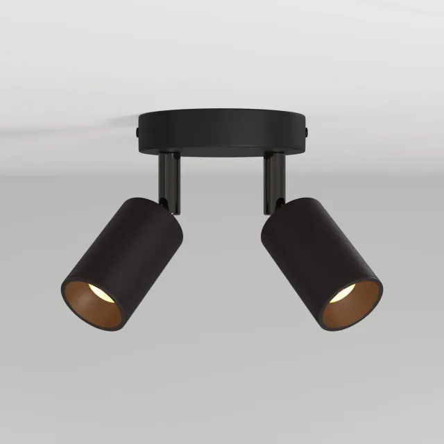 Creative Cables Bispot lampada parete soffitto nera 2 faretti con lampadine