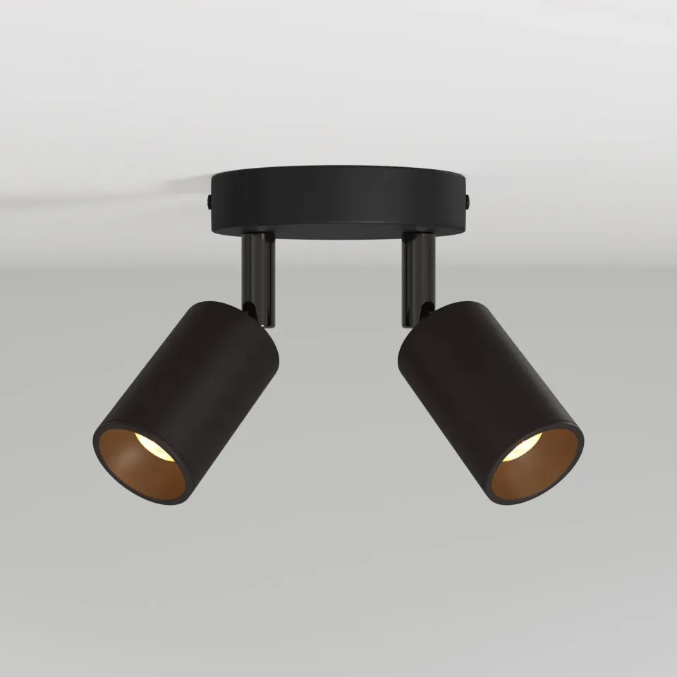 Creative Cables Bispot lampada parete soffitto nera 2 faretti con lampadine