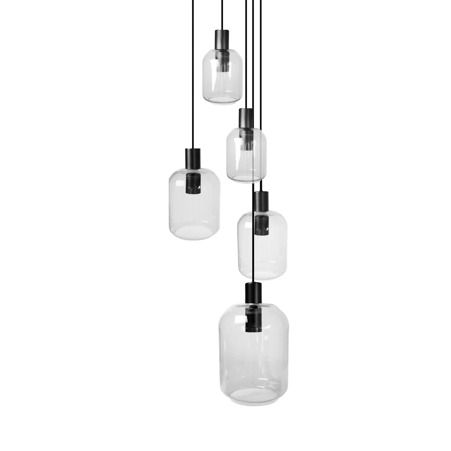 Tosel Svalbard Small lampadario 5 luci nero trasparente