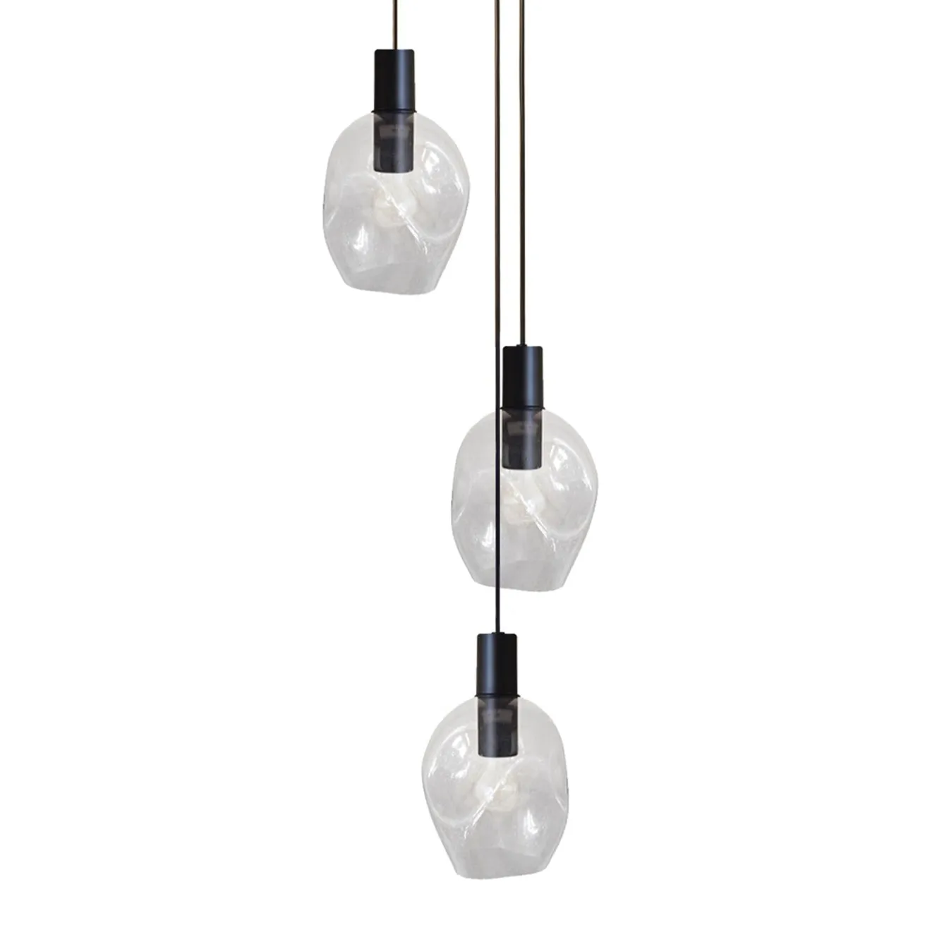 Tosel VINGOLF lampadario nero 35x120 cm 3 luci vetro