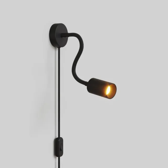 Creative Cables Bispot lampada spina nera con lampadina
