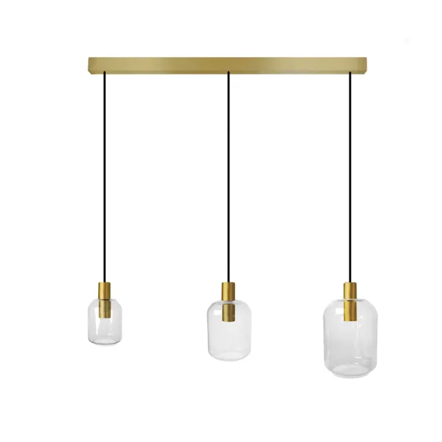 Tosel Svalbard SMB lampadario oro trasparente 60x100cm 3 luci