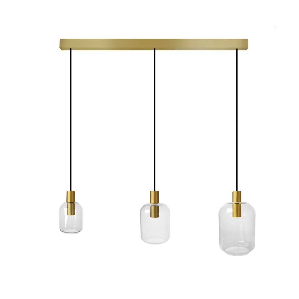 Tosel Svalbard SMB lampadario oro trasparente 60x100cm 3 luci