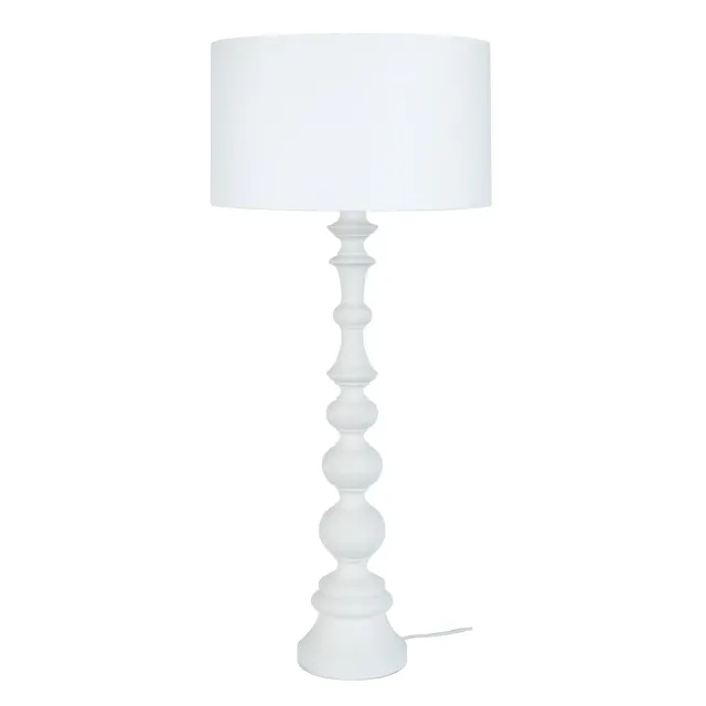 Tosel Anais colonna legno lampada da tavolo 84 cm taupe tessuto
