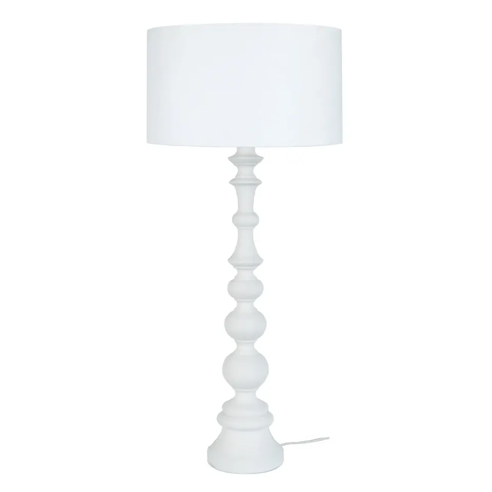 Tosel Anais colonna legno lampada da tavolo 84 cm taupe tessuto
