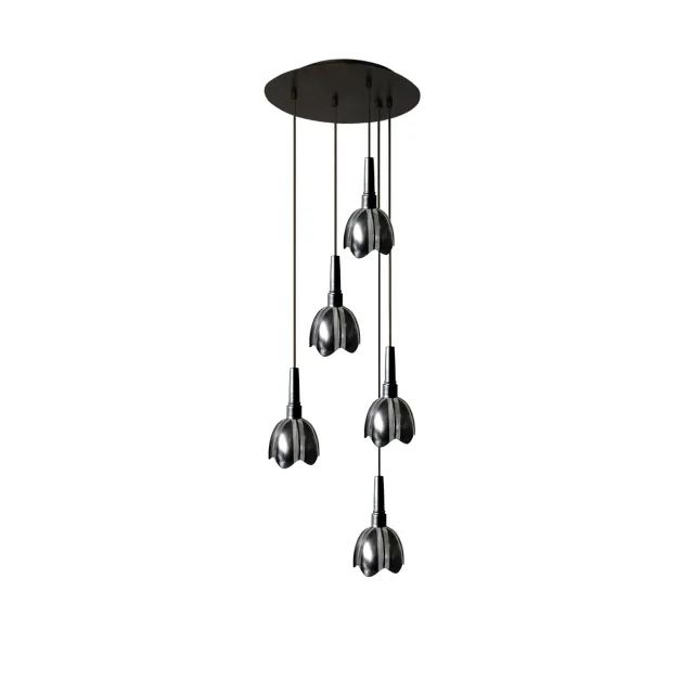Tosel Galbiati lampadario vetro rotondo 5 luci 18x100 cm