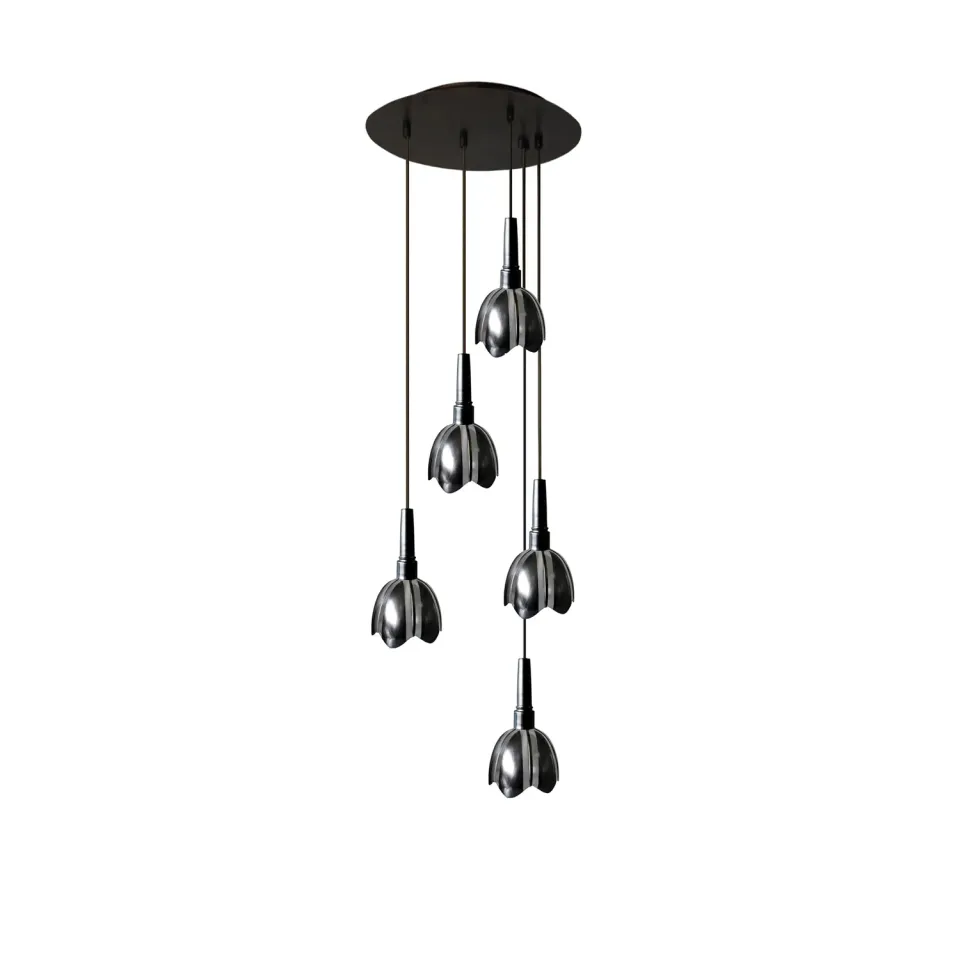 Tosel Galbiati lampadario vetro rotondo 5 luci 18x100 cm