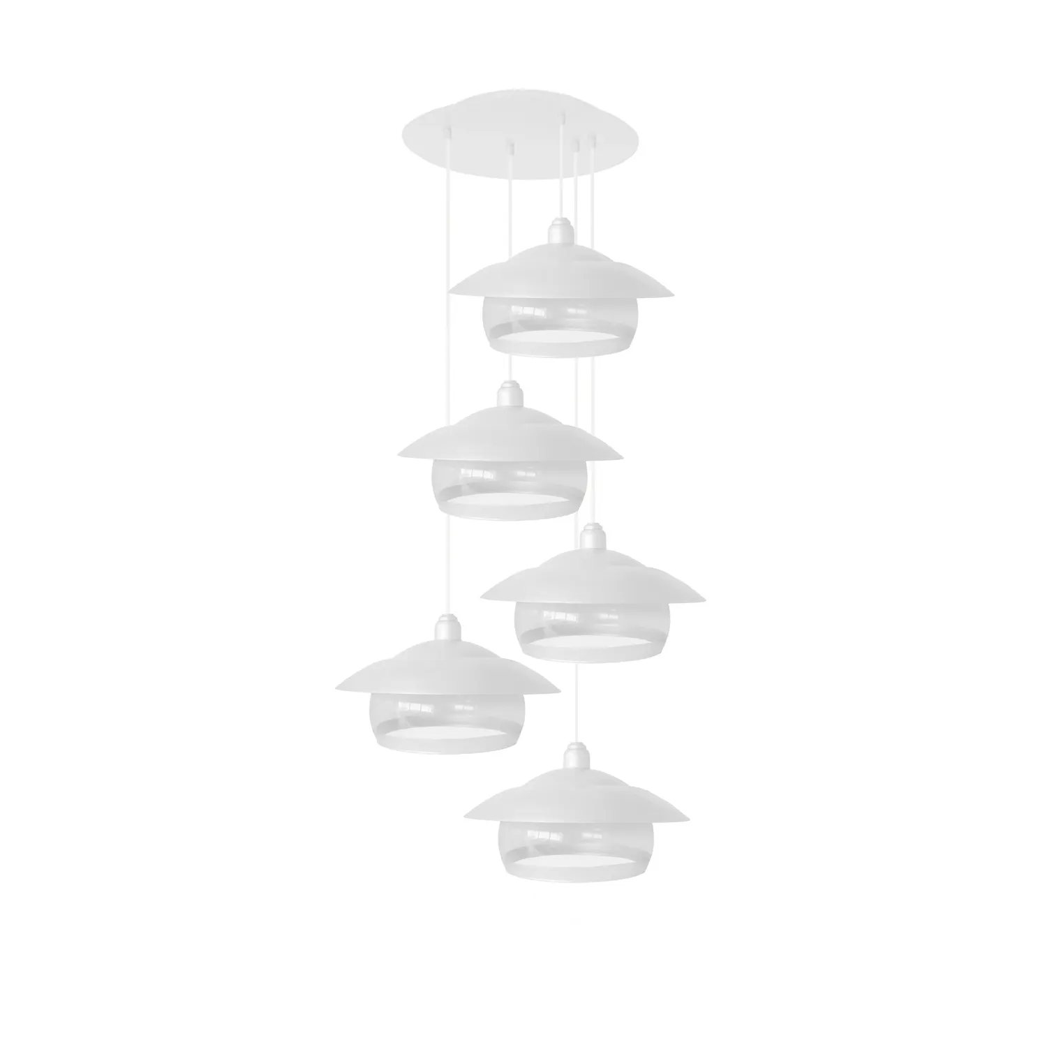 Tosel Brindisi lampadario bianco 5 luci vetro