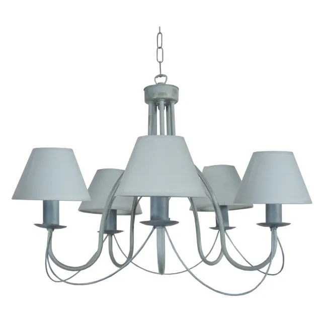 Tosel Provençale lampadario 5 luci grigio 78 cm tessuto