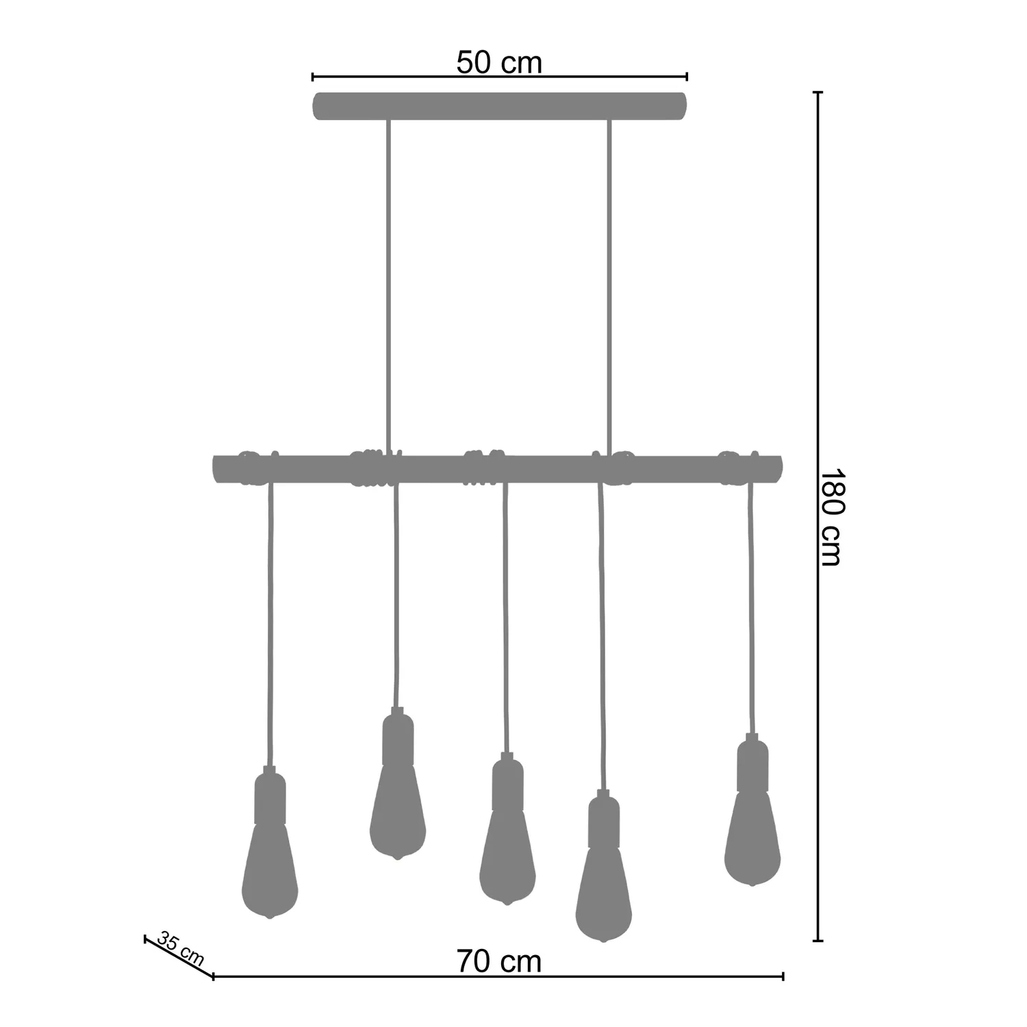 Tosel Brooklyn lampadario legno naturale 5 luci