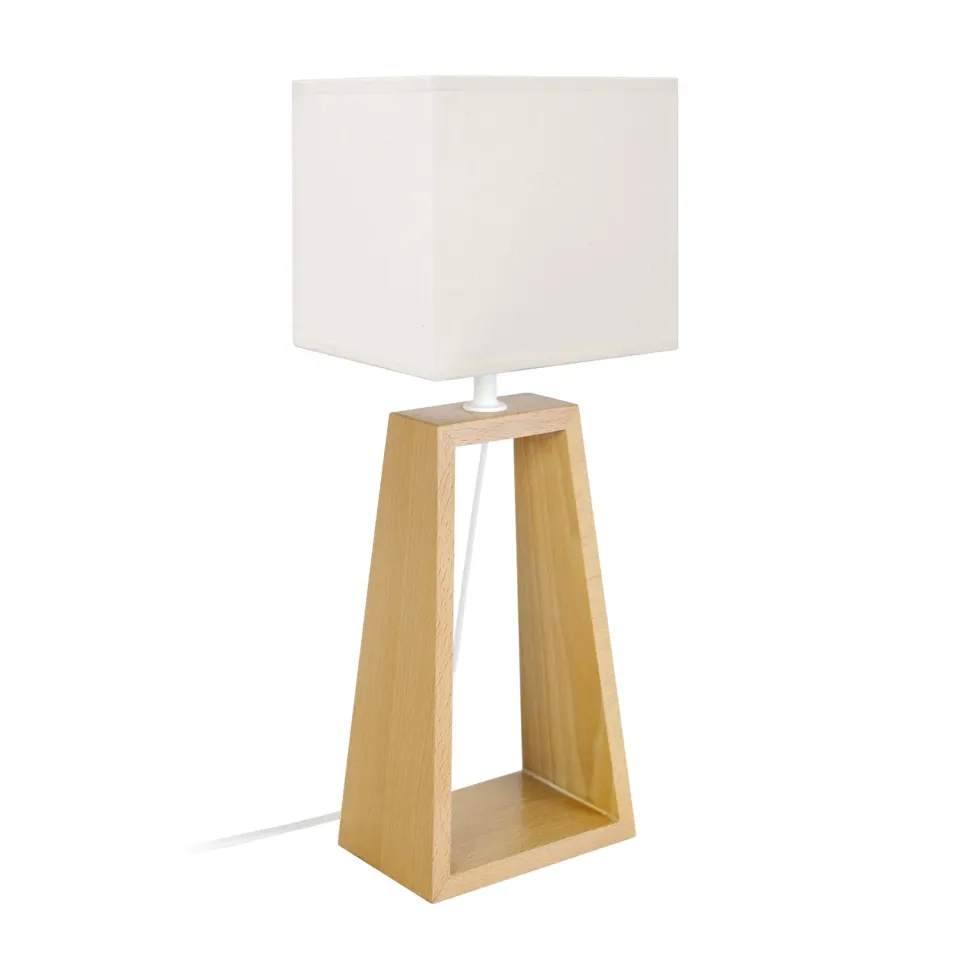 Tosel Mikelli lampada da tavolo triangolare ecru 49 cm legno