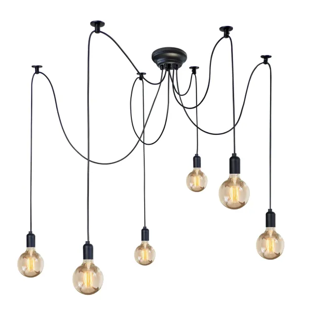 Tosel Krake lampadario grappolo nero 120 cm E27