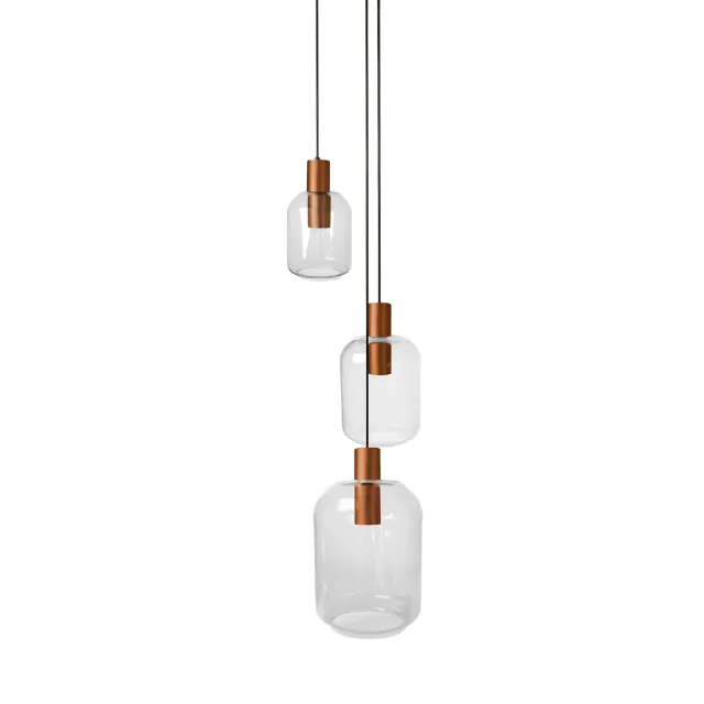 Tosel Svalbard Small lampadario rame trasparente vetro