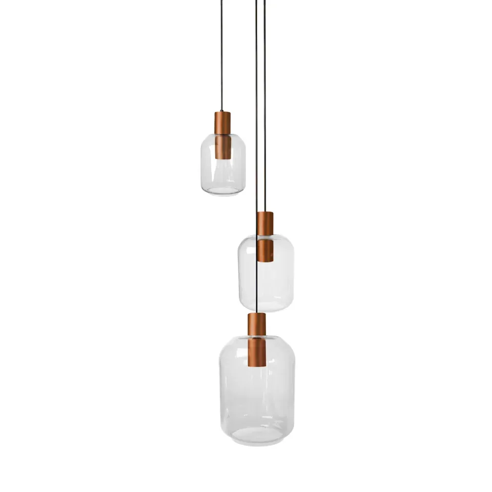 Tosel Svalbard Small lampadario rame trasparente vetro