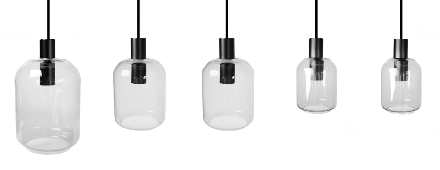 Tosel Svalbard Small lampadario barra nero trasparente