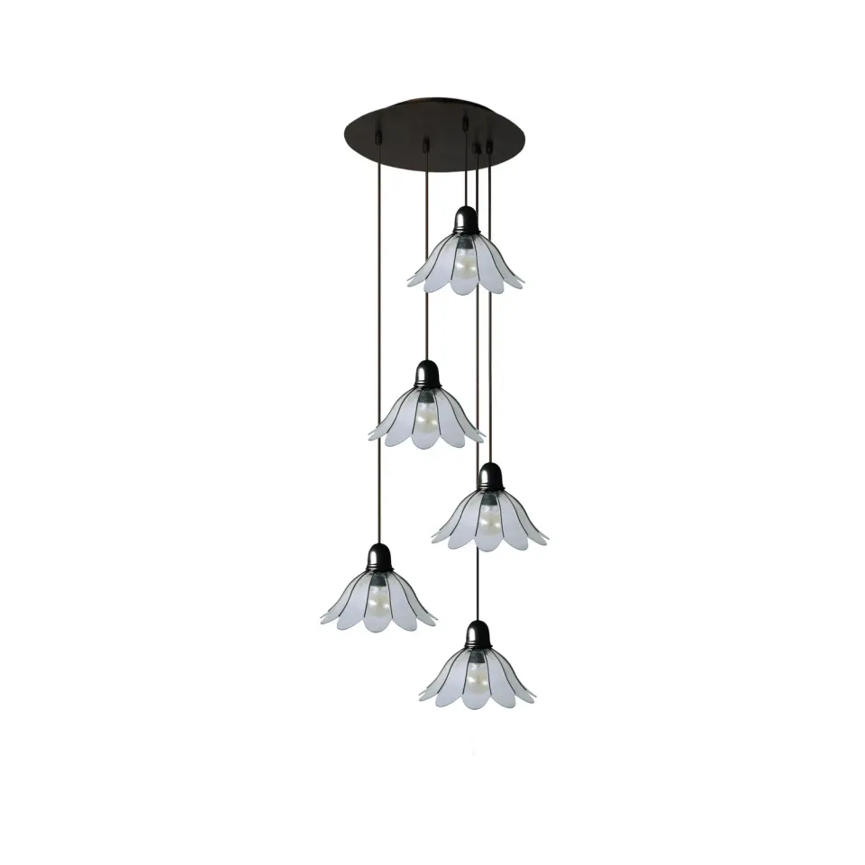 Tosel Reykjavik lampadario vetro bianco 31x100 cm 5xE27