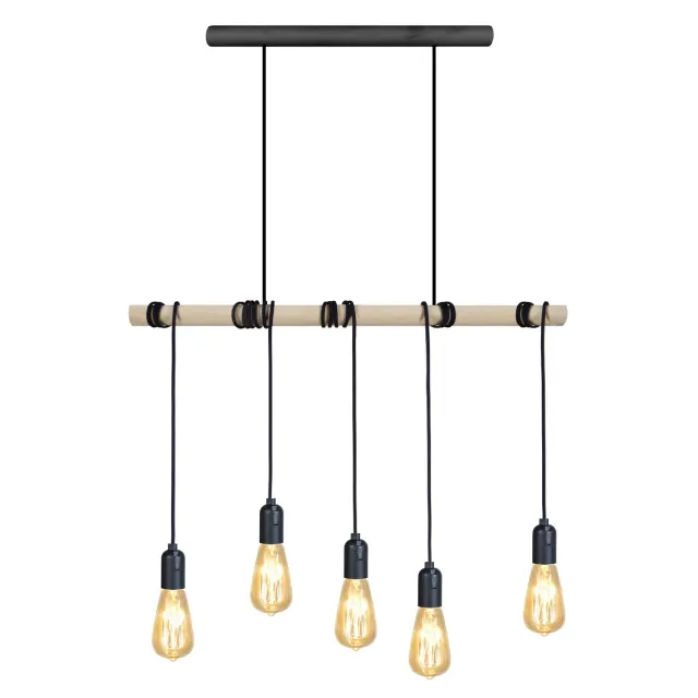 Tosel Brooklyn lampadario legno naturale 5 luci