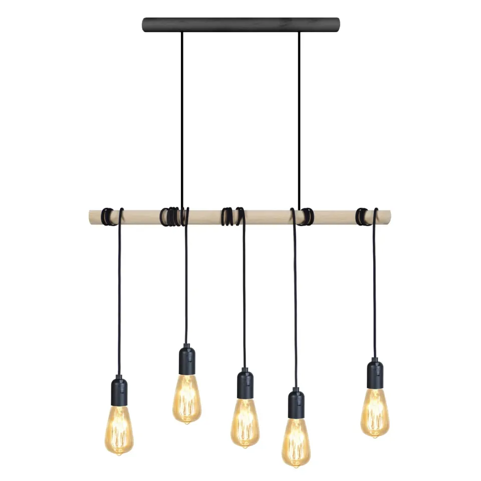 Tosel Brooklyn lampadario legno naturale 5 luci