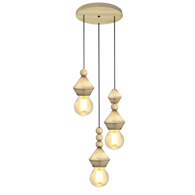 Tosel Boulier lampadario legno naturale 32x70cm 3xE27