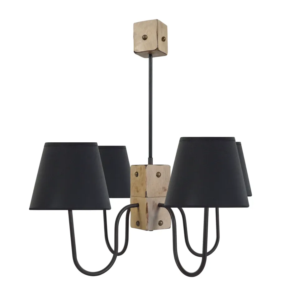 Tosel Tacks lampadario legno marrone 4 luci E14