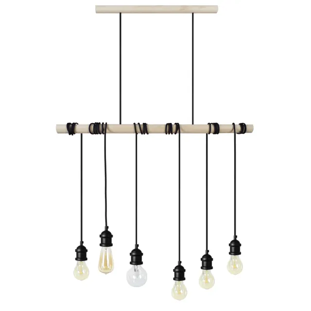 Tosel Brooklyn lampadario legno naturale 6 luci