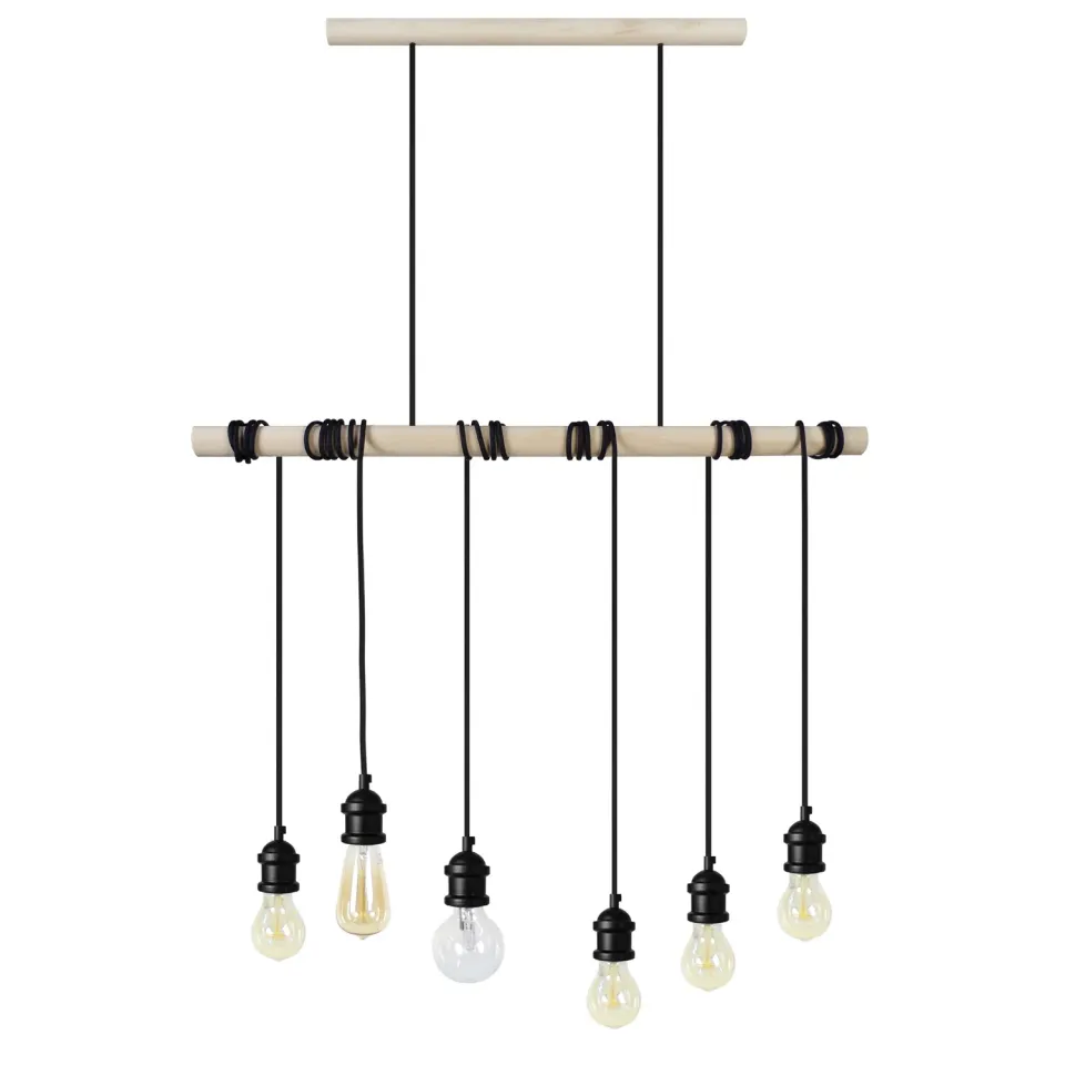 Tosel Brooklyn lampadario legno naturale 6 luci