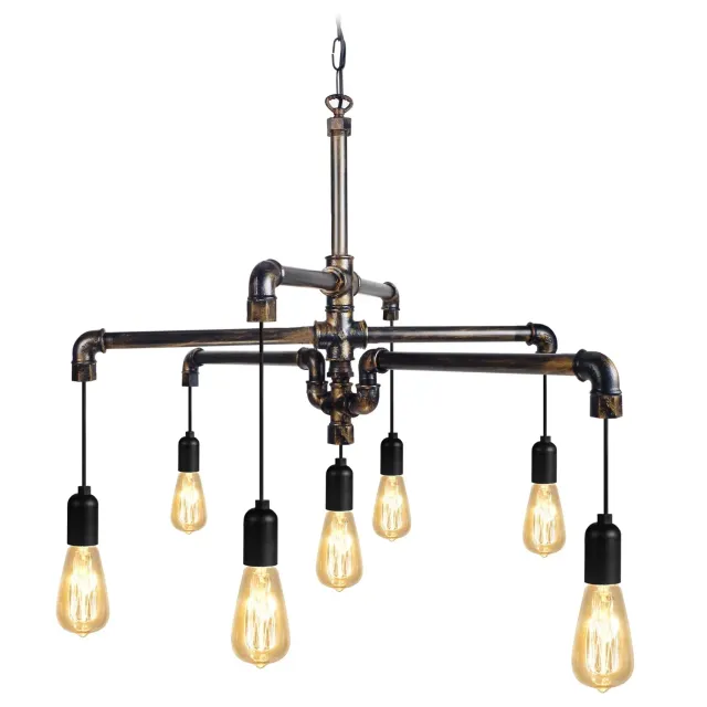 Tosel Hydraulik L lampadario nero rame 7 luci