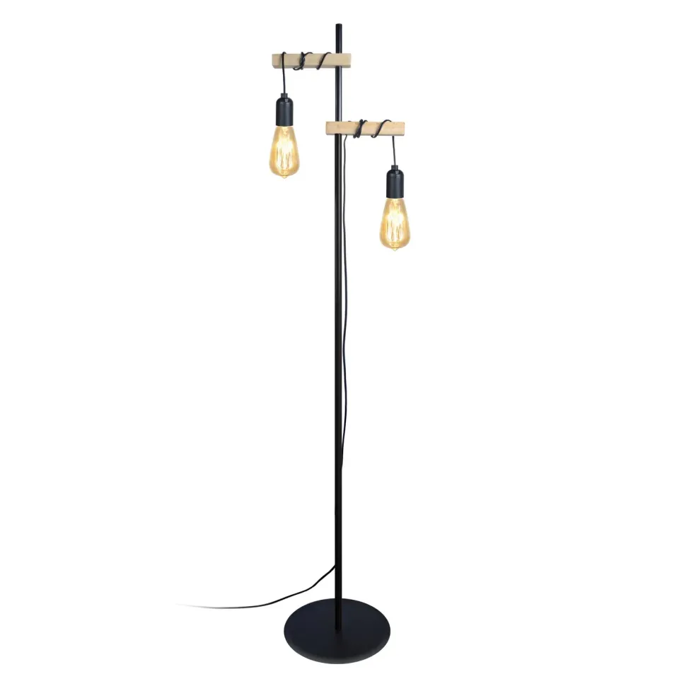 Tosel Brooklyn piantana legno nero 32x165cm doppia E27