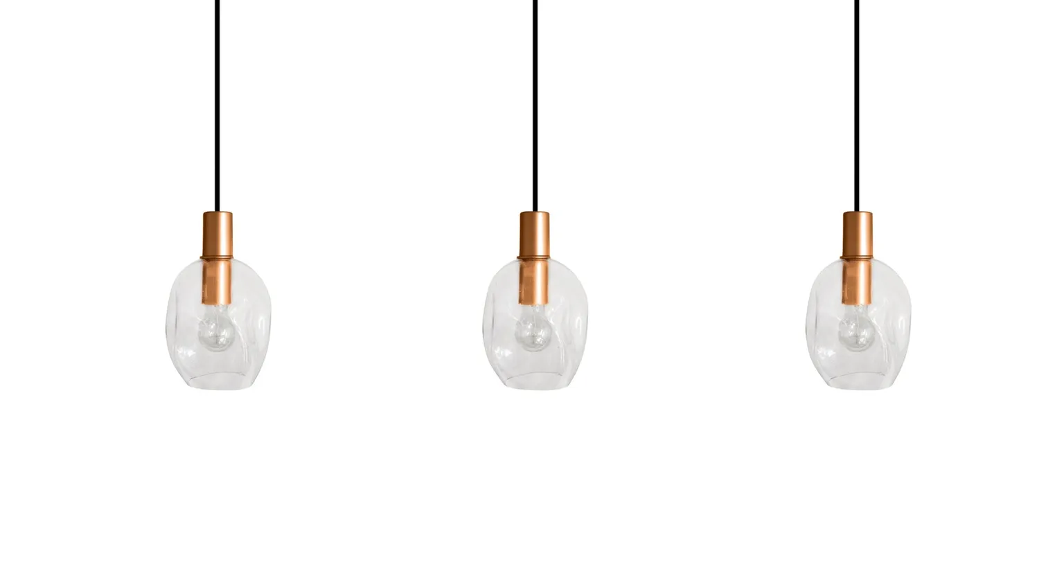 Tosel Vingolf lampadario barra rame vetro E27 3 luci
