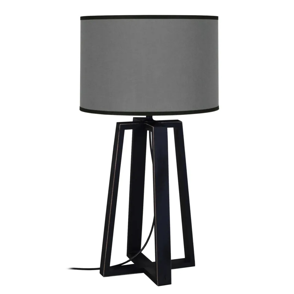 Tosel Manon N lampada da tavolo nero-grigio 22x50 cm legno