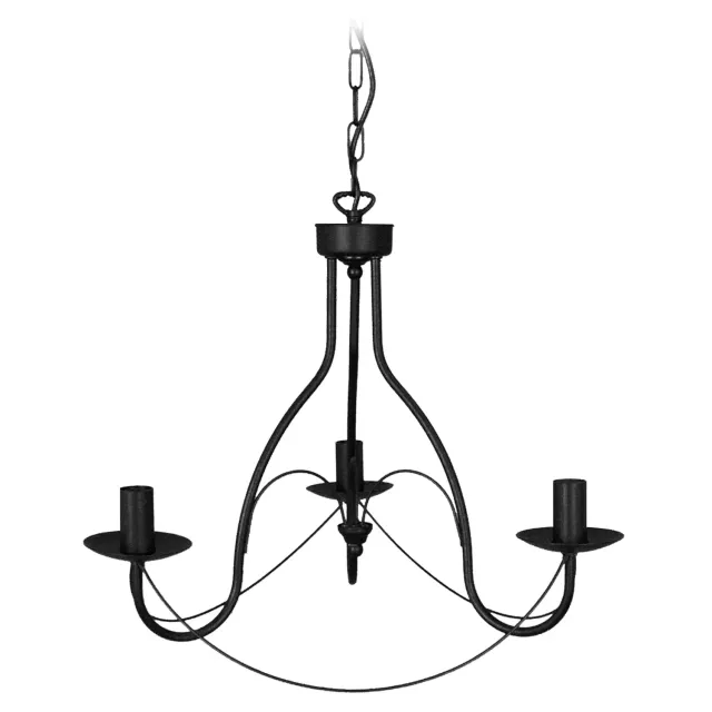 Tosel Provençale Lampadario 3 Luci Nero 50x90 cm