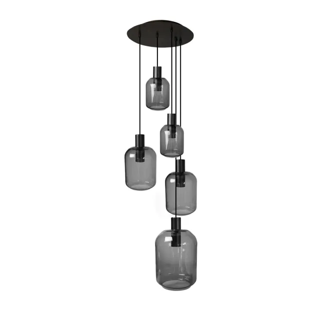 Tosel Svalbard Small lampadario 5 luci nero trasparente