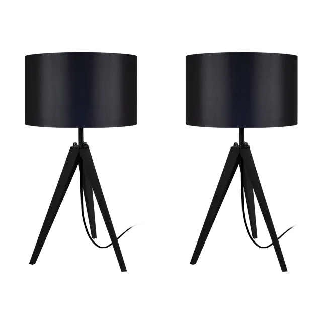 Tosel Idun lampada da tavolo treppiede nero set 2 pezzi