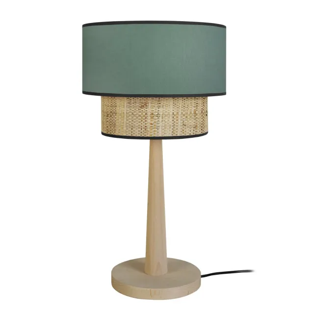 Tosel Cochin Lampada Tavolo Colonna Legno Crema 30x54 cm