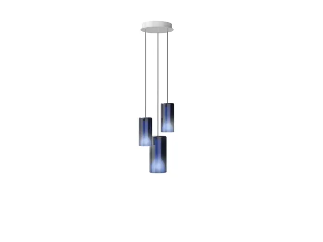 Penta Lit sospensione piastra 3 luci blu specchiato vetro