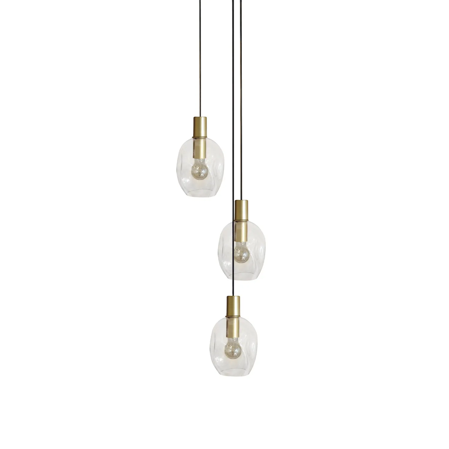 Tosel Vingolf lampadario oro 3 luci vetro trasparente