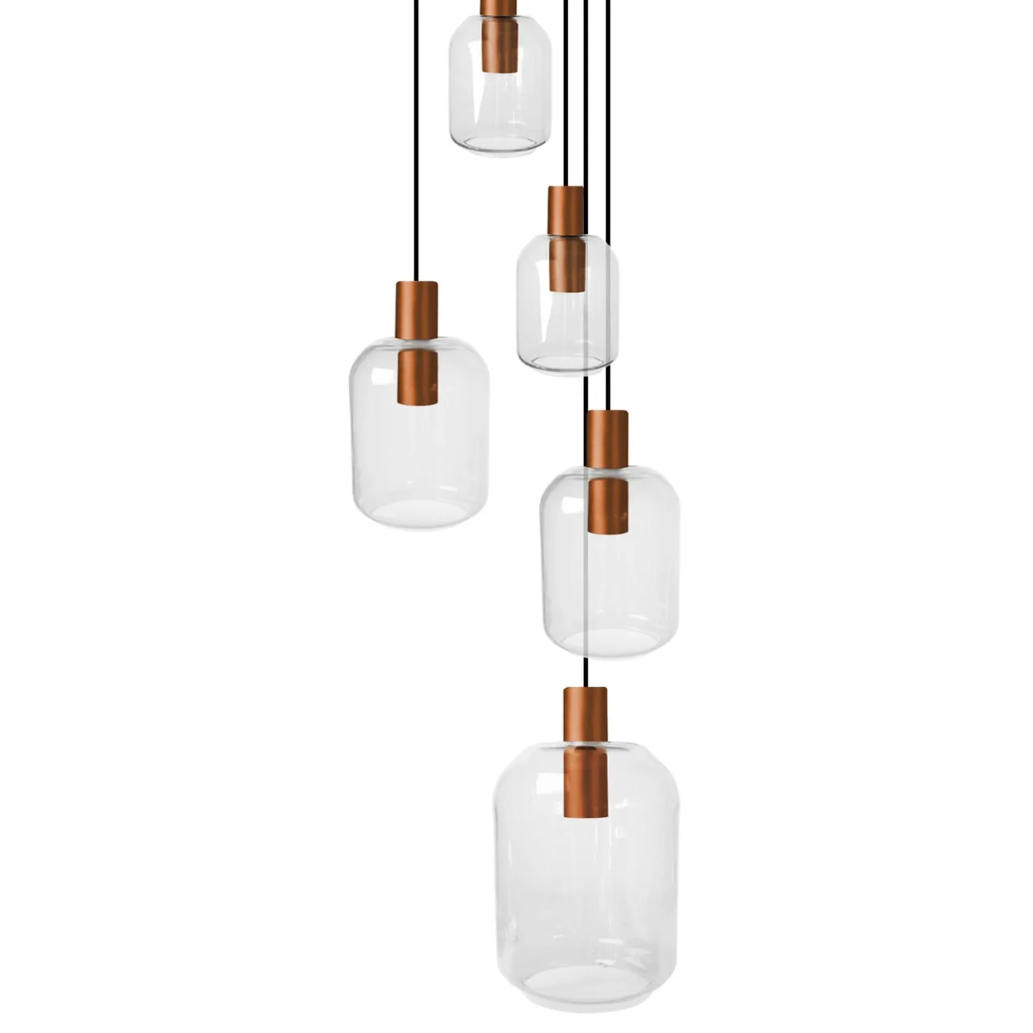 Tosel Svalbard Small lampadario 5 luci rame trasparente