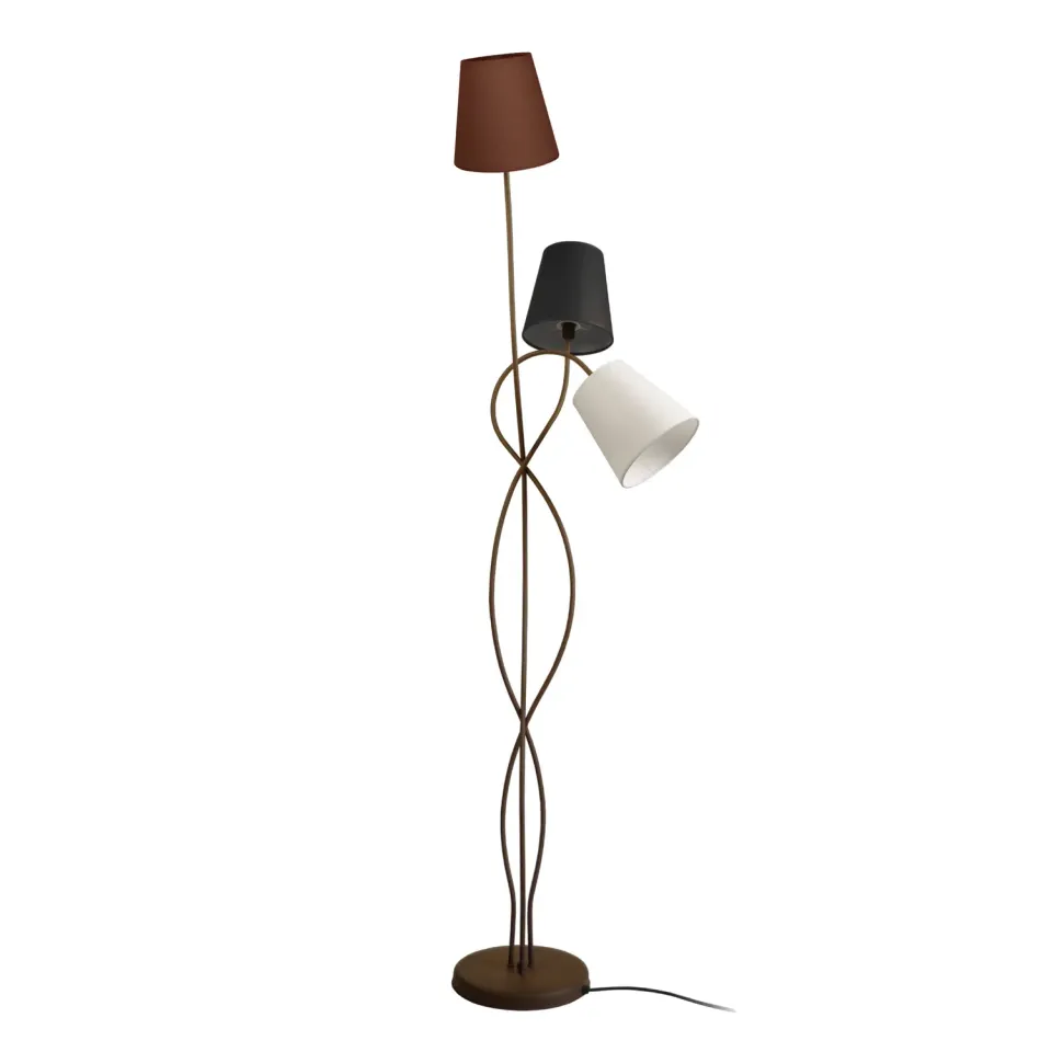 Tosel Nice piantana metallo 3 luci marrone E14