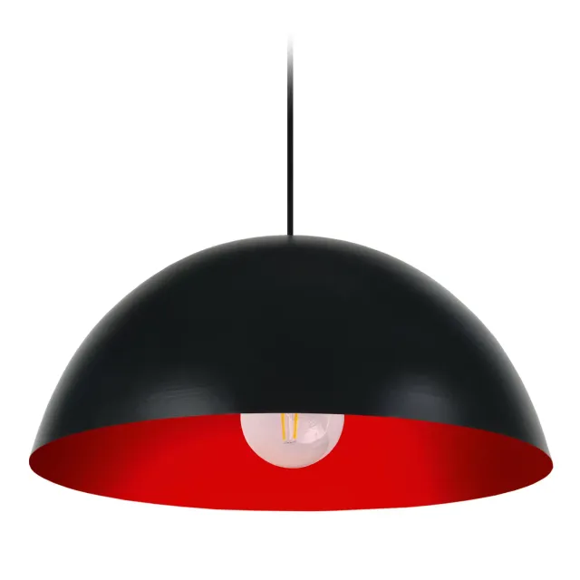 Tosel Demi Boule 35 sospensione 35 cm nero arancio
