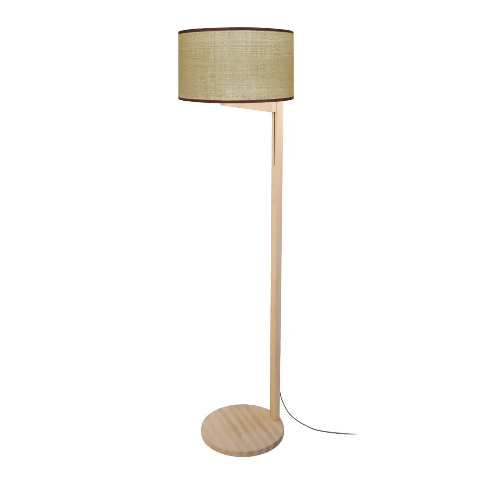 Tosel Goa piantana legno naturale giallo paralume crema