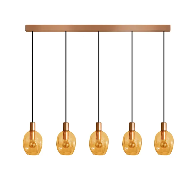 Tosel Vingolf Lampadario Rame Vetro 5 Luci E27