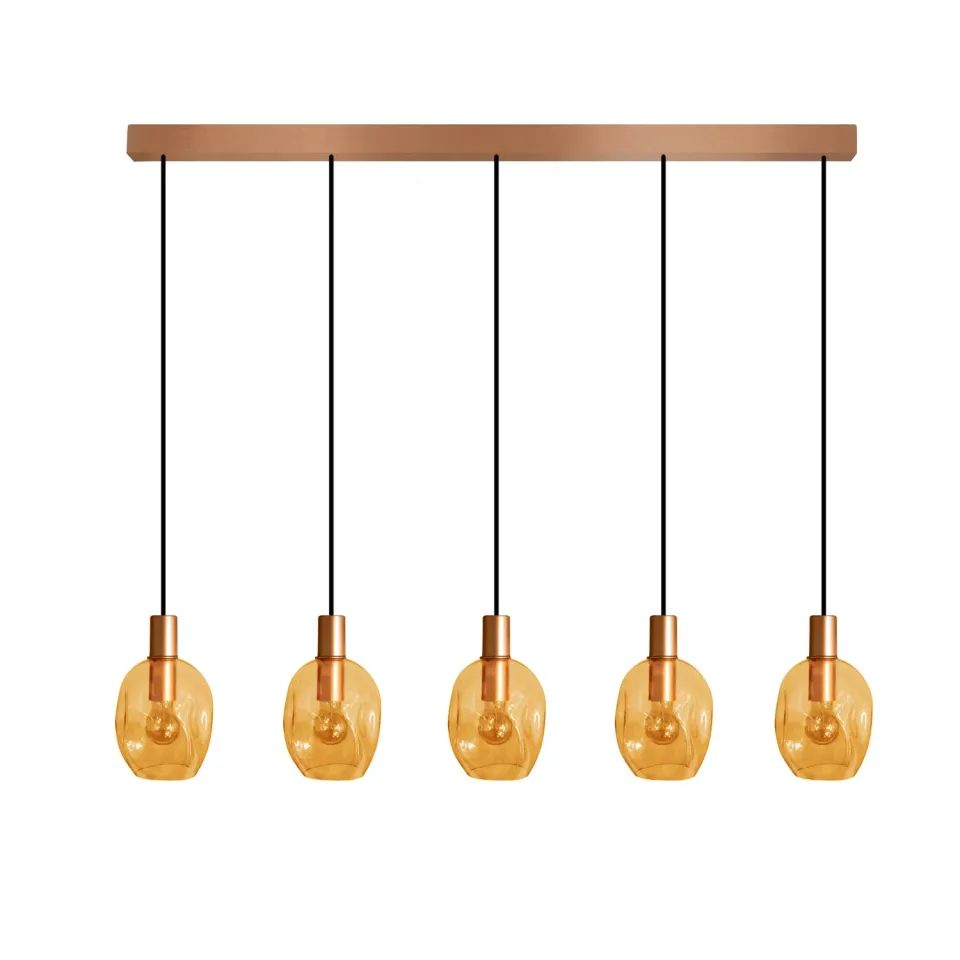 Tosel Vingolf Lampadario Rame Vetro 5 Luci E27