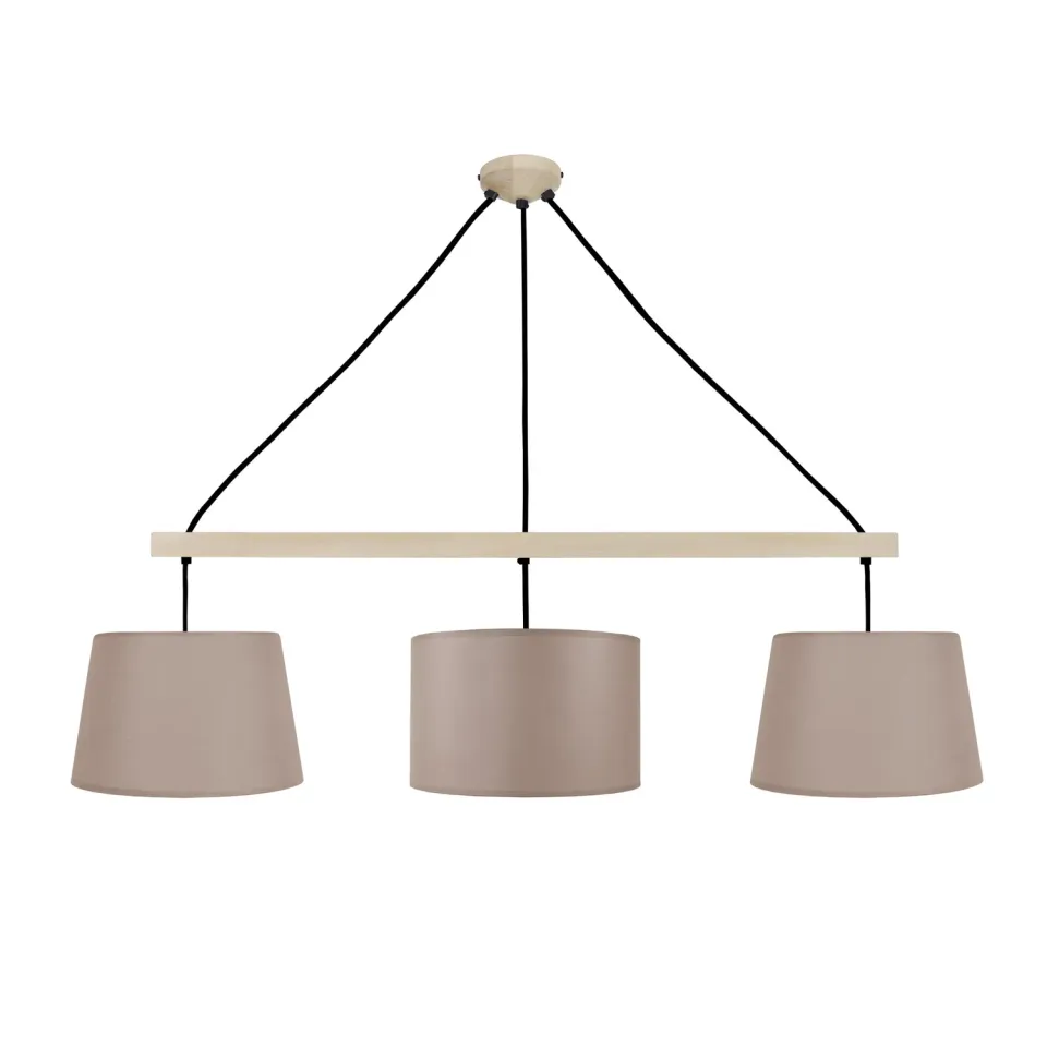 Tosel Amsterdam lampadario barra legno naturale 80cm 3 luci