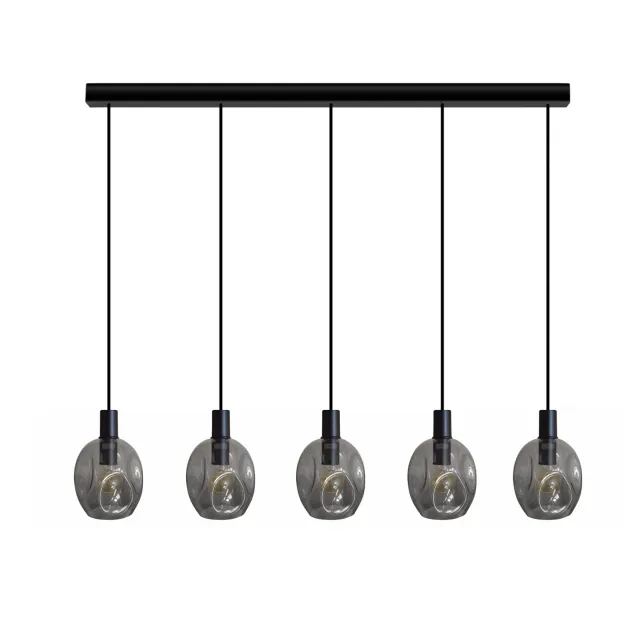 Tosel Vingolf lampadario nero-trasparente 100x100 cm 5 luci