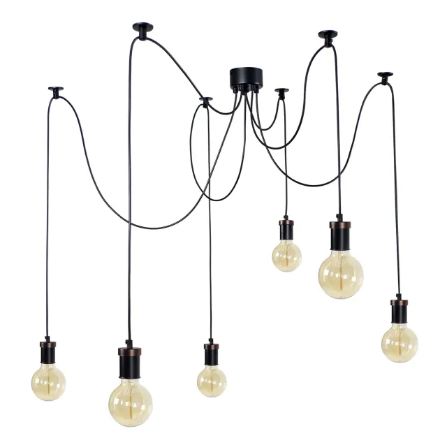 Tosel Krake lampadario 6 luci nero bronzo