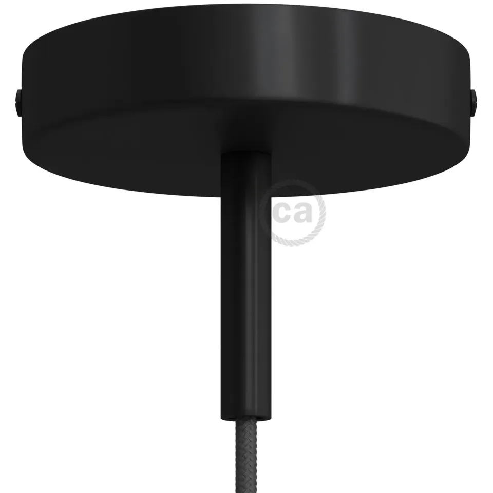 Creative Cables rosone soffitto metallo nero 12cm con pressacavo