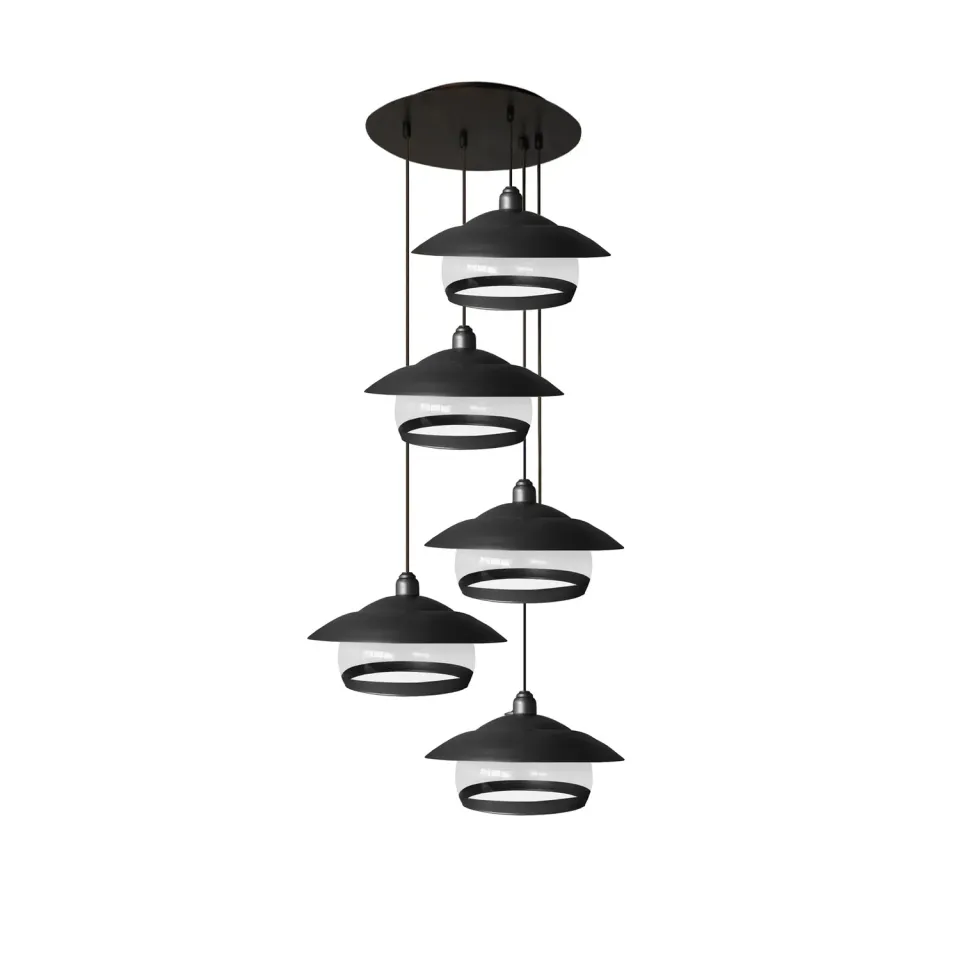 Tosel Brindisi lampadario bianco 5 luci vetro