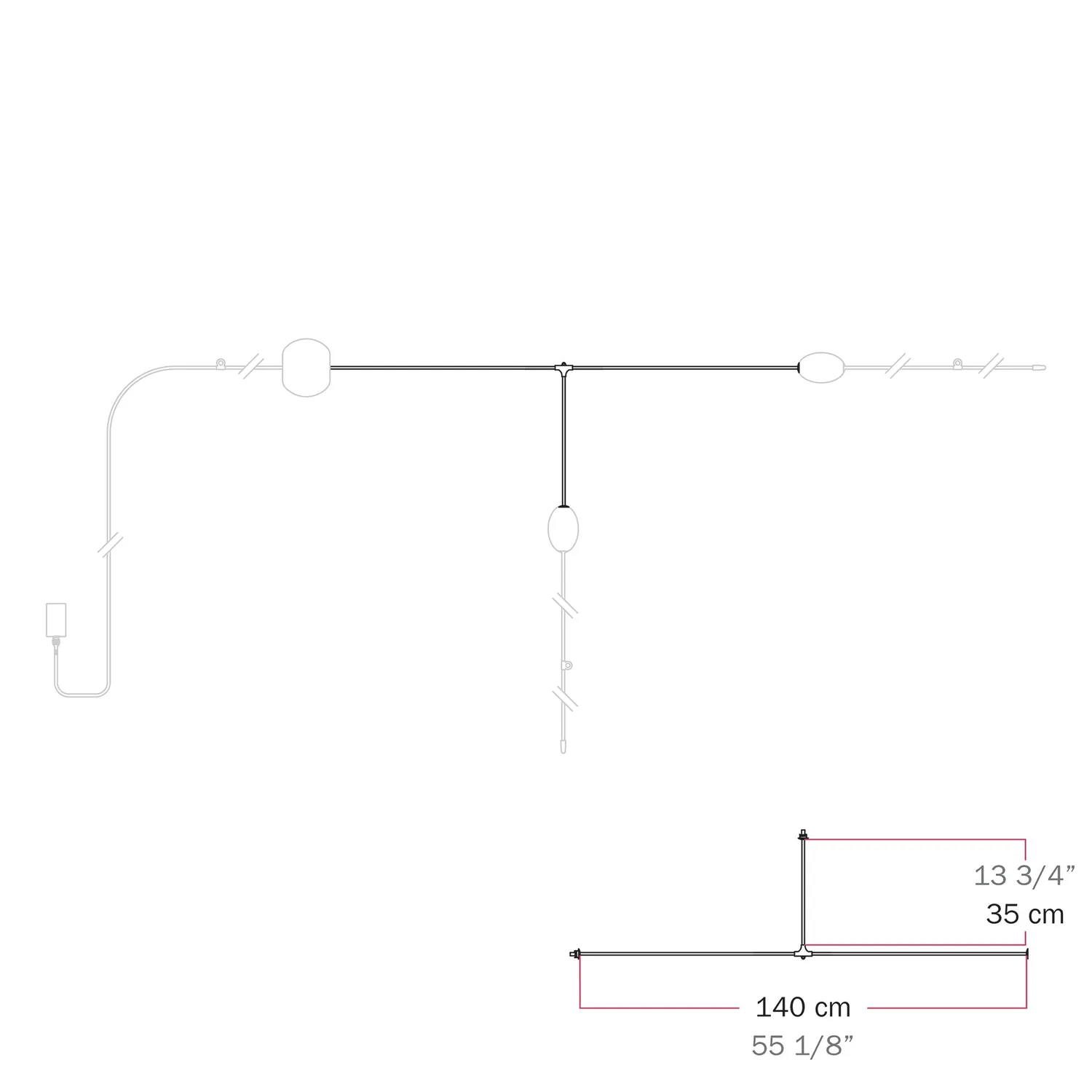 Creative Cables Marina cavo a T rosso stella marina 140 cm