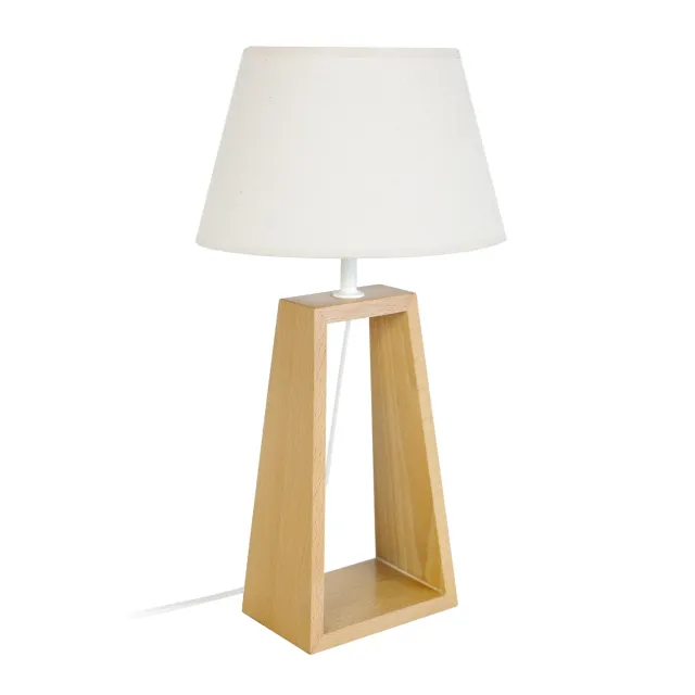 Tosel Mikelli lampada da tavolo legno triangolare ecru