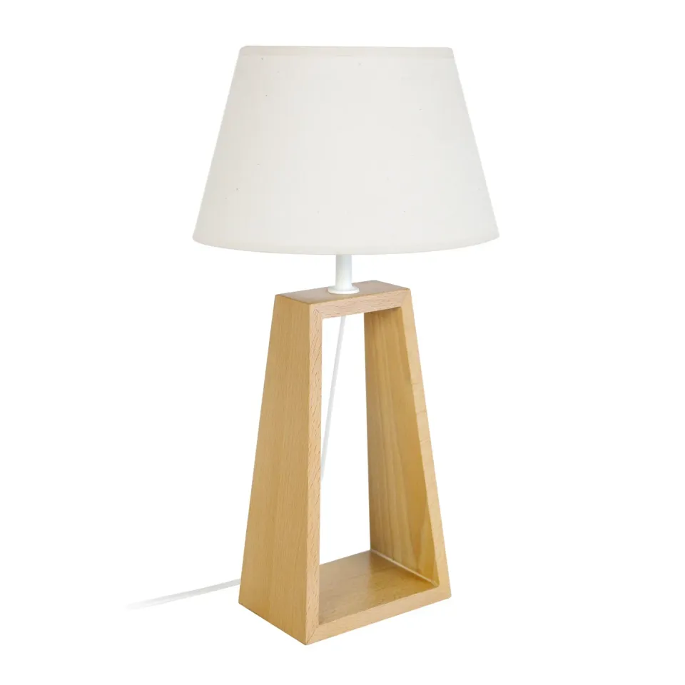 Tosel Mikelli lampada da tavolo legno triangolare ecru